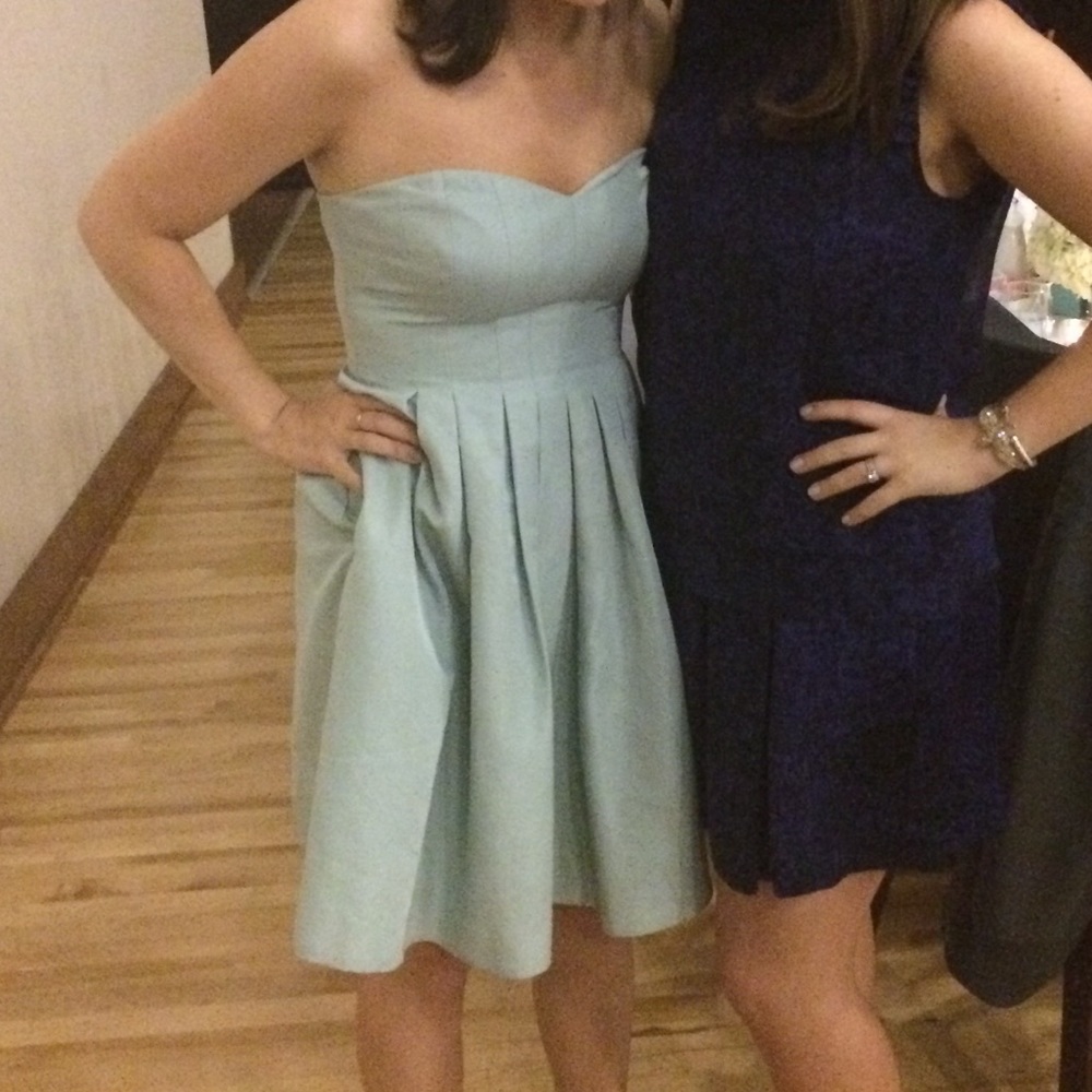 Light Blue/Teal Strapless Dress